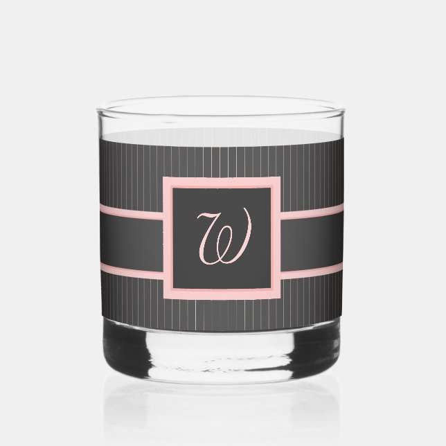 Vaso De Whiskey Negro con pinzas rosadas (Anverso)