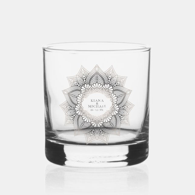 Vaso De Whiskey Neutrals ID478, Boda de encaje de Mandala (Anverso)