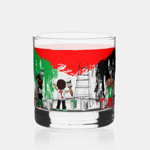 Vaso De Whiskey Niños de Gaza pintando la bandera palestina