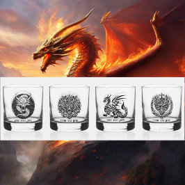 Vaso De Whiskey Noche de Juego Dragones Únicos 4 Personalizar Text