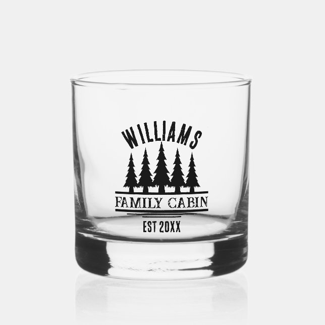 Vaso De Whiskey Nombre de Cabaña Familiar Personalizado Bosque Rús (Anverso)