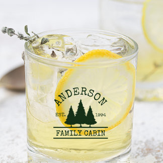 Vaso De Whiskey Nombre de familia Cabina Selva Verde Vidrio de Pin