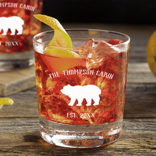 Vaso De Whiskey Nombre de familia personalizada de oso ruso