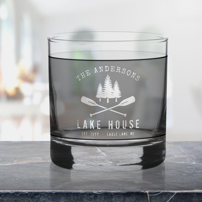 Vaso De Whiskey Nombre de la familia Lake House Oars Modern Trees (Subido por el creador)