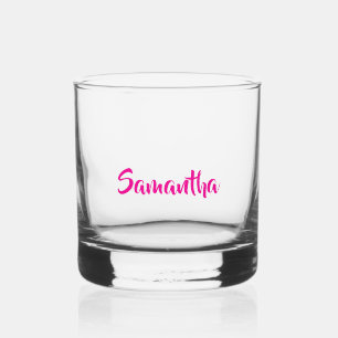Vaso De Whiskey Nombre de monograma rosa personalizado