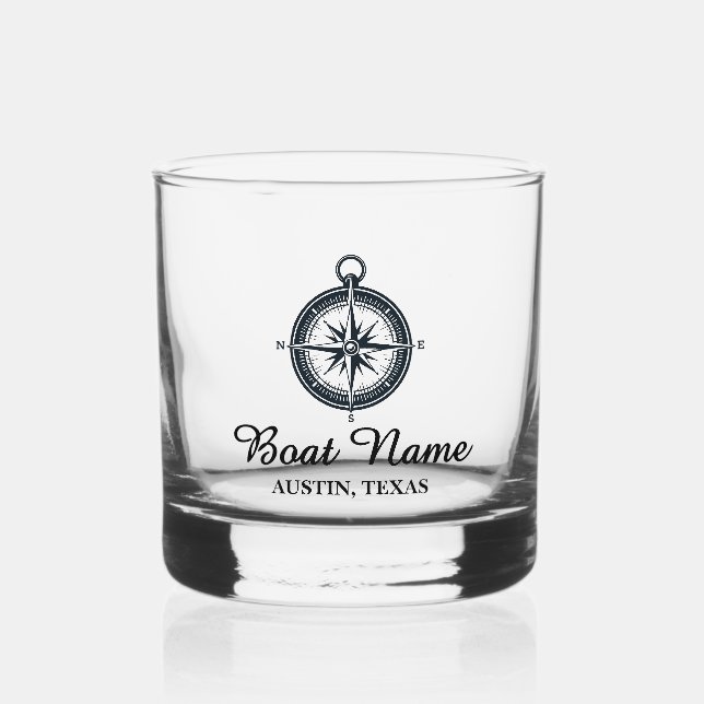Vaso De Whiskey Nombre del barco personalizado (Anverso)