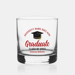 Vaso De Whiskey Nombre del graduado personalizado de la universida