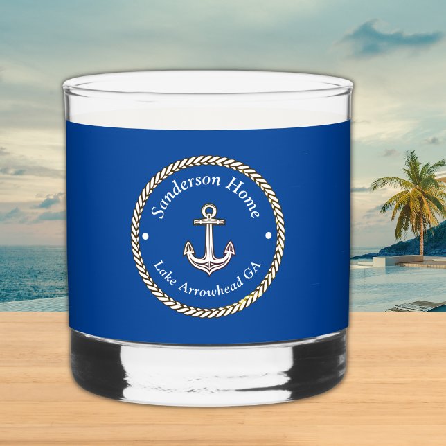 Vaso De Whiskey Nombre del Monograma Blanco Azul Azul del Ancla Ná (Subido por el creador)