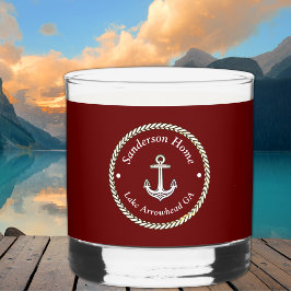 Vaso De Whiskey Nombre del Monograma Rojo Azul Blanco Rojo Ancla N