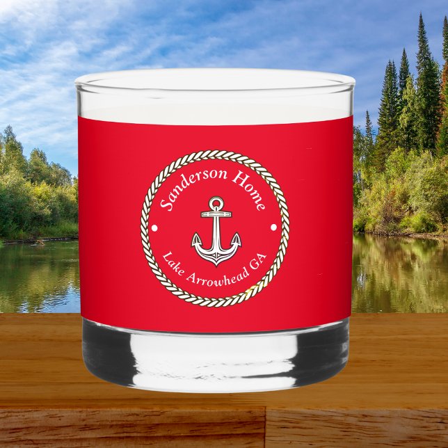 Vaso De Whiskey Nombre del Monograma Rojo Azul Blanco Rojo Ancla N (Subido por el creador)