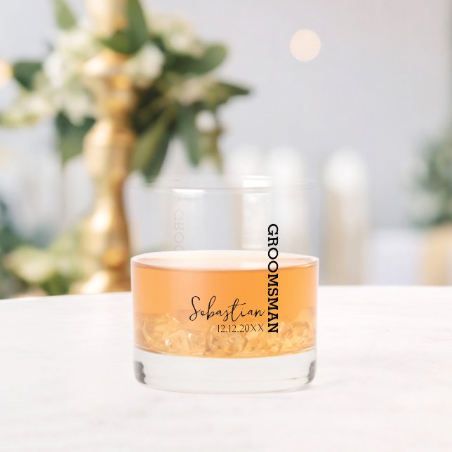 Vaso De Whiskey Nombre elegante Boda personalizado Groomsman (Insitu (Boda))