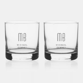 Vaso De Whiskey Nombre Monograma Elegante