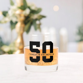Vaso De Whiskey Nombre personalizado 50 cumpleaños moderno