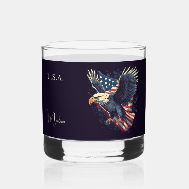 Vaso De Whiskey Nombre personalizado Águila americana (Reverso )