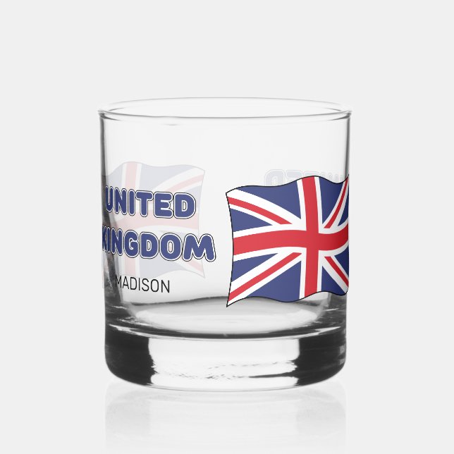 Vaso De Whiskey Nombre personalizado Bandera de Reino Unido (Izquierda)