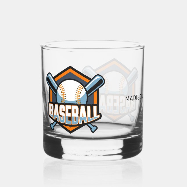 Vaso De Whiskey Nombre personalizado Béisbol (Anverso)