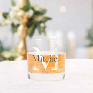 Vaso De Whiskey Nombre Personalizado con Monograma Simple