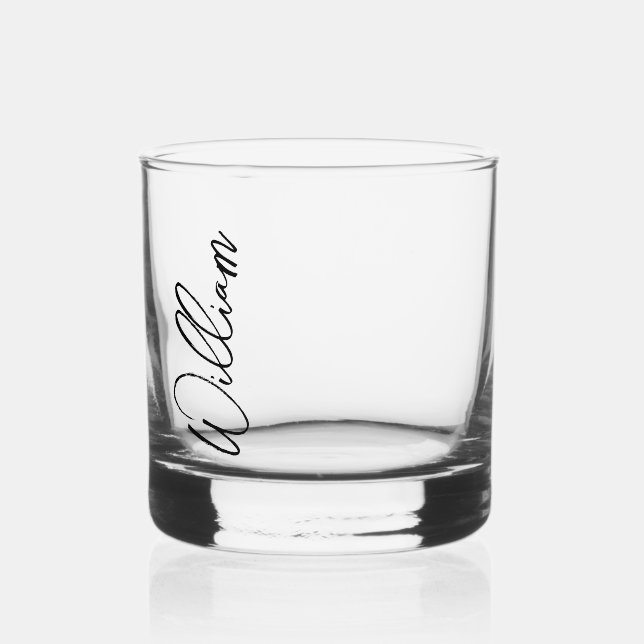 Vaso De Whiskey Nombre personalizado de guión moderno (Anverso)