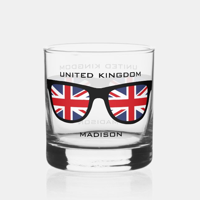Vaso De Whiskey Nombre personalizado de Shades británicos (Anverso)