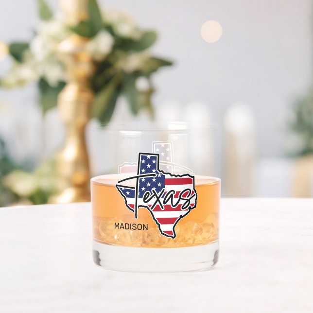 Vaso De Whiskey Nombre personalizado de Texas (Insitu (Boda))