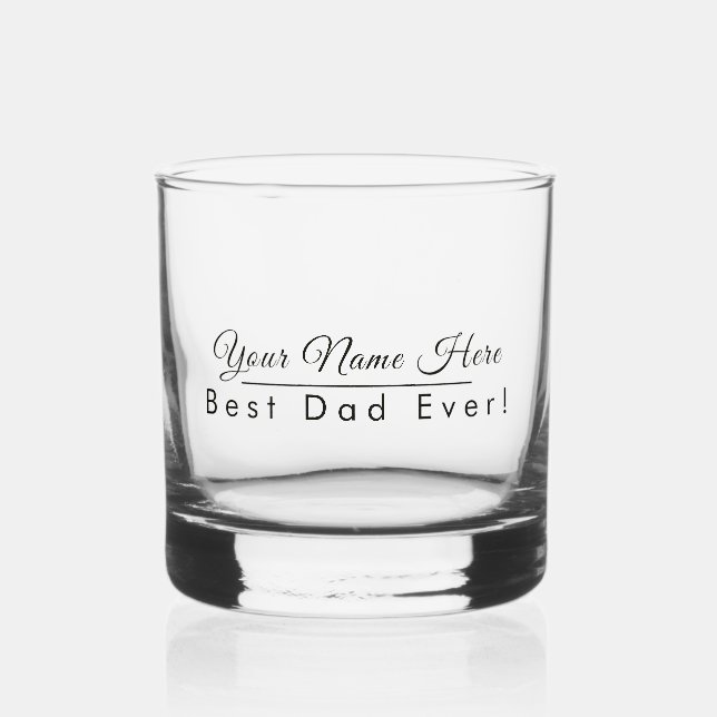 Vaso De Whiskey Nombre Personalizado Mejor Padre Siempre Elegante  (Anverso)