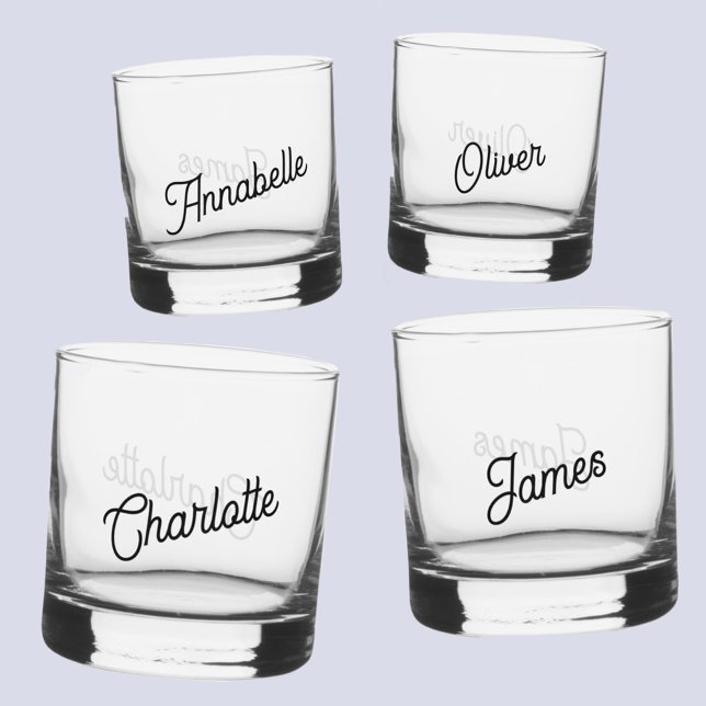 Vaso De Whiskey Nombre personalizado moderno (Modern personalized name stemless glass set)