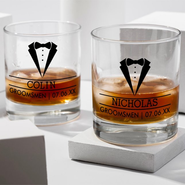 Vaso De Whiskey Nombre personalizado moderno de los Groomsmen con  (Subido por el creador)