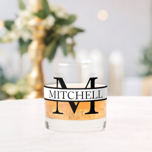 Vaso De Whiskey Nombre Personalizado Monograma Simple
