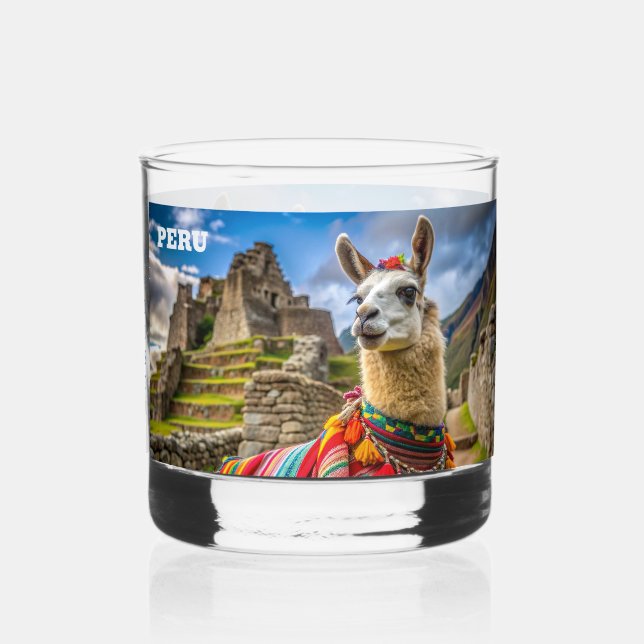 Vaso De Whiskey Nombre personalizado Perú Llama (Reverso )