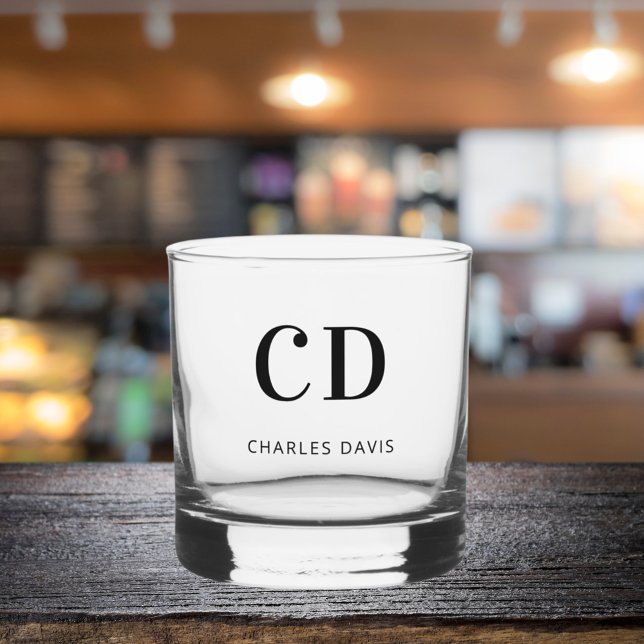 Vaso De Whiskey Nombre simple de las iniciales del monograma (Subido por el creador)