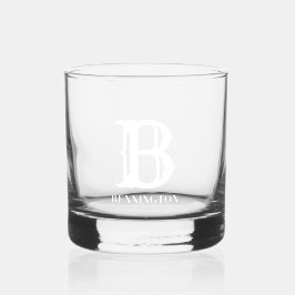 Vaso De Whiskey Nombre y apellido inicial estilizado en blanco