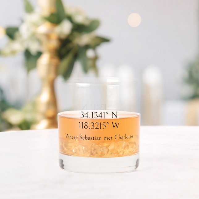 Vaso De Whiskey Nombre y coordenadas GPS Personalizadas (Insitu (Boda))