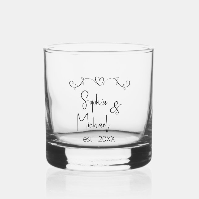 Vaso De Whiskey Nombres de pareja personalizados Favoritos de boda (Anverso)