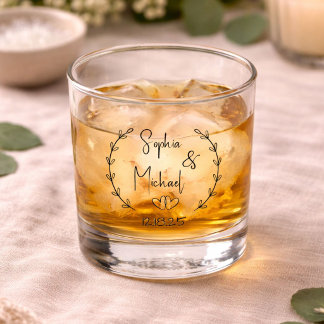Vaso De Whiskey Nombres de Tipografía Personalizados Recuerdos de 