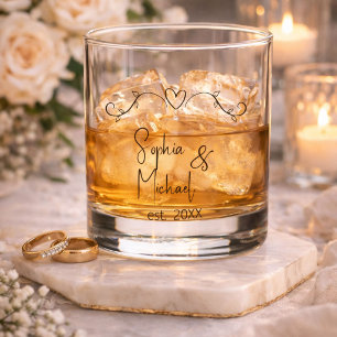 Vaso De Whiskey Nombres Personalizados de Pareja Recuerdos de Boda