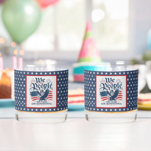 Vaso De Whiskey Nosotros el Pueblo Rojo Blanco Azul 250 Año 4 de J