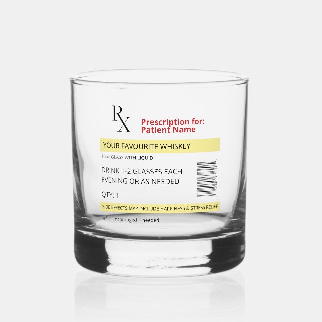 Vaso De Whiskey Novedad Receta Personalizable de vidrio de Whiskey (Anverso)