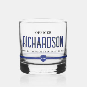 Vaso De Whiskey Oficial de policía de la Línea Azul delgada