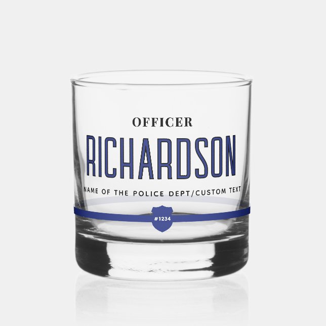 Vaso De Whiskey Oficial de policía de la Línea Azul delgada (Izquierda)