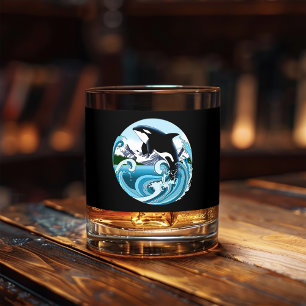 Vaso De Whiskey Orca Asesina Majestuosa Olas Azules Océano
