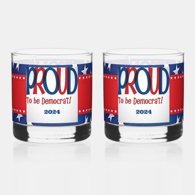Vaso De Whiskey Orgulloso de ser demócrata (Reverso )