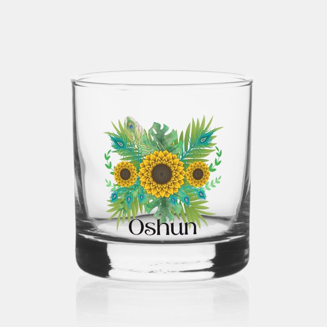 Vaso De Whiskey Oshun Goddess Sunflowers (Anverso)