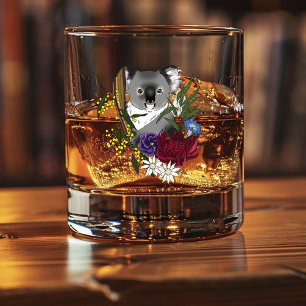 Vaso De Whiskey Oso Koala Lindo Verde Flora Vida Silvestre Austral