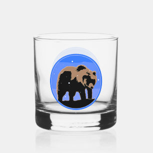 Vaso De Whiskey Oso Pardo en Invierno - Arte de Vida Silvestre Ori