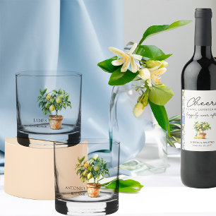 Vaso De Whiskey Padrino de bodas y tema de limón para la fiesta de