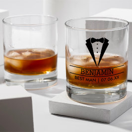 Vaso De Whiskey Padrino Moderno Personalizado con Esmoquin