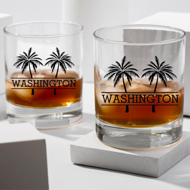 Vaso De Whiskey Palmeras Dobles Tropicales con Nombre Personalizad (Subido por el creador)