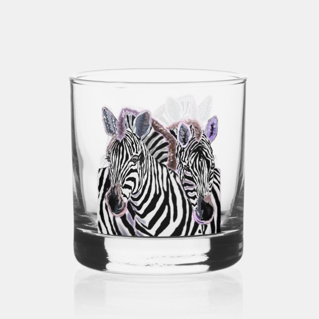 Vaso De Whiskey Pareja Cebra (Reverso )