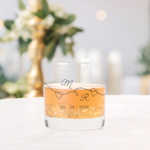 Vaso De Whiskey Pareja personalizado Monogramas Corazón entrelazad