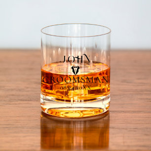 Vaso De Whiskey Partido de Novias Monogramo de Groomsman con escri